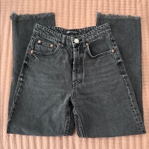 ZARA Faded Black Ankle Straight Leg Jeans